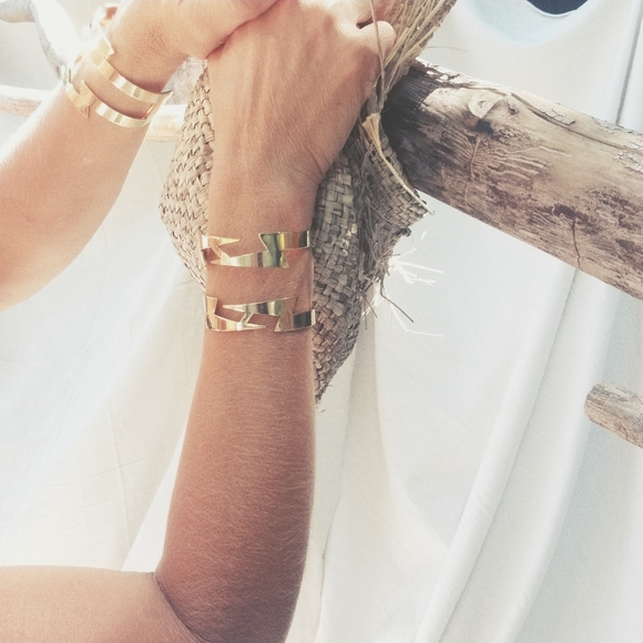 Solid brass cuff bracelet boho lightning bracelet… - Picture 2 of 3